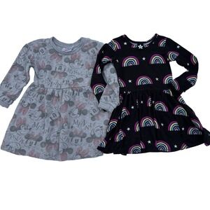 Minnie Mouse Sweatshirt Dress SET OF 2 Girls Size 3T Gray Black Neon Rainbows